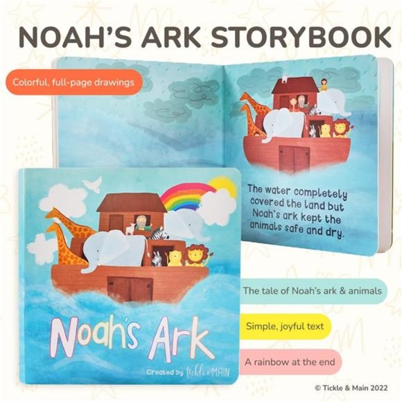 Noahs Ark Toy Gift Set, 5-Piece Set Includes Book, Hooded Towel, & 3 Squirt Toys - Picture 3 of 6